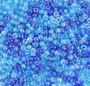 Czech Pony Beads 2/0 (6.1mm Diameter) Blue/Aqua Luster Mix DIY Jewelry Making Beads - 500g Bulk Bag by Preciosa (Jablonex)