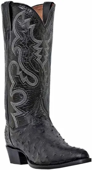 Dan Post Mens Tempe Ostrich Embroidered Round Toe Pull On Dress Boots - Brown