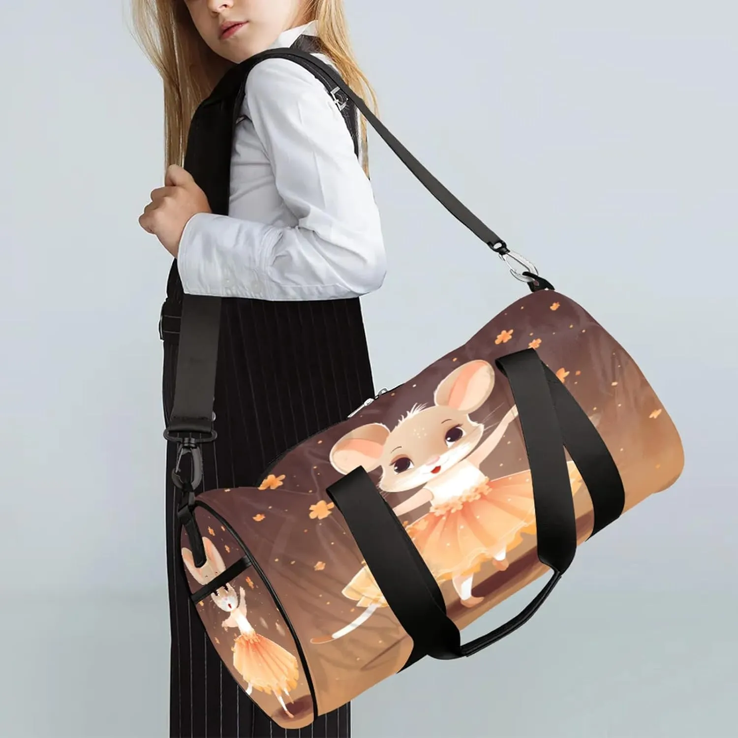 Dancing Hamster Animation Pattern Sports Gym Bag for Men Women Lightweight Travel Duffle Bag with Shoulder Strap Waterproof Carry On Weekender Overnight Bag for Travel Sports Gym