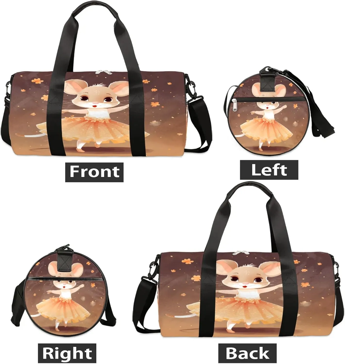 Dancing Hamster Animation Pattern Sports Gym Bag for Men Women Lightweight Travel Duffle Bag with Shoulder Strap Waterproof Carry On Weekender Overnight Bag for Travel Sports Gym