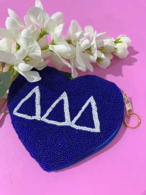 Delta Delta Delta Heart Beaded Coin Purse