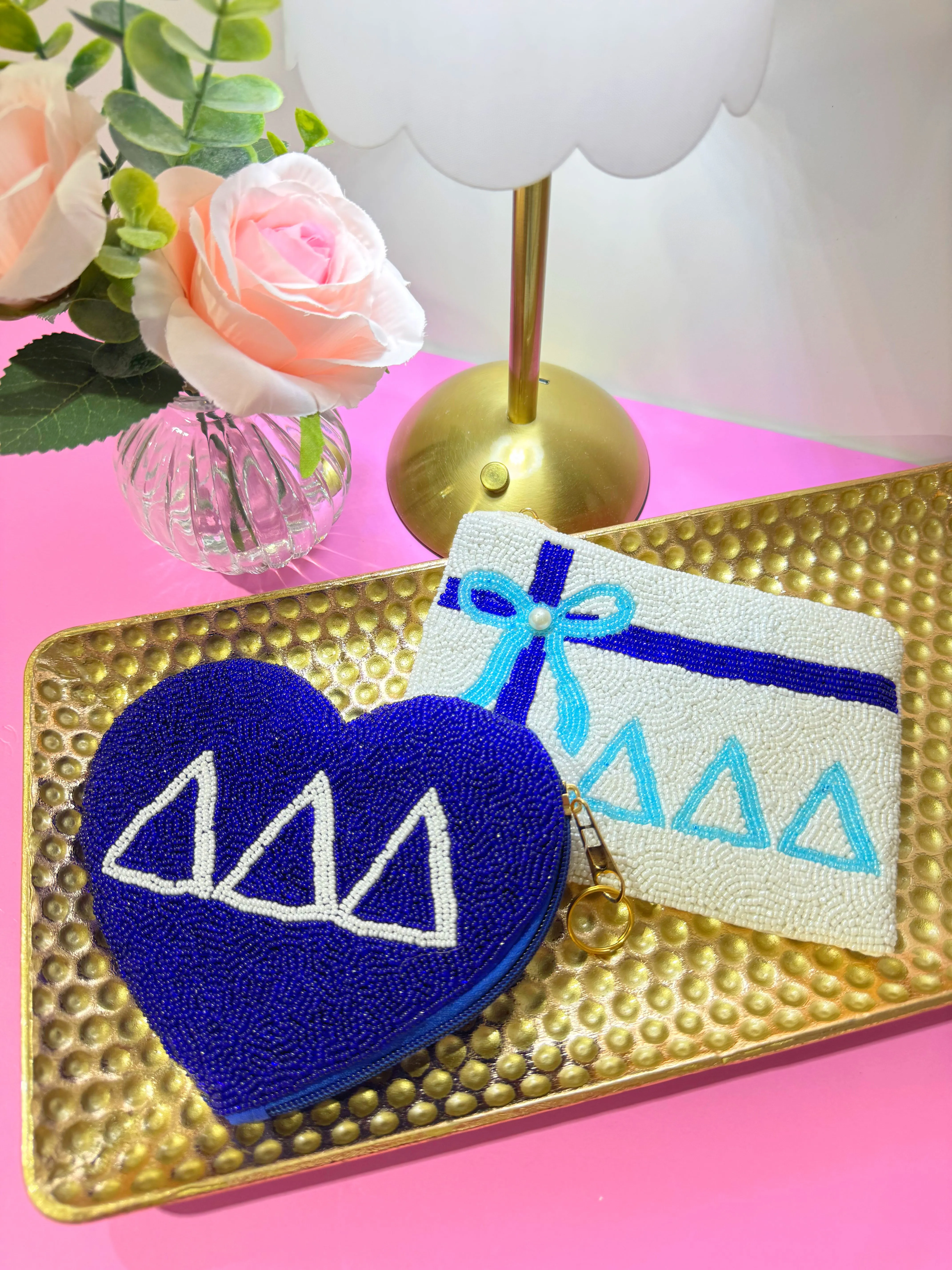 Delta Delta Delta Heart Beaded Coin Purse