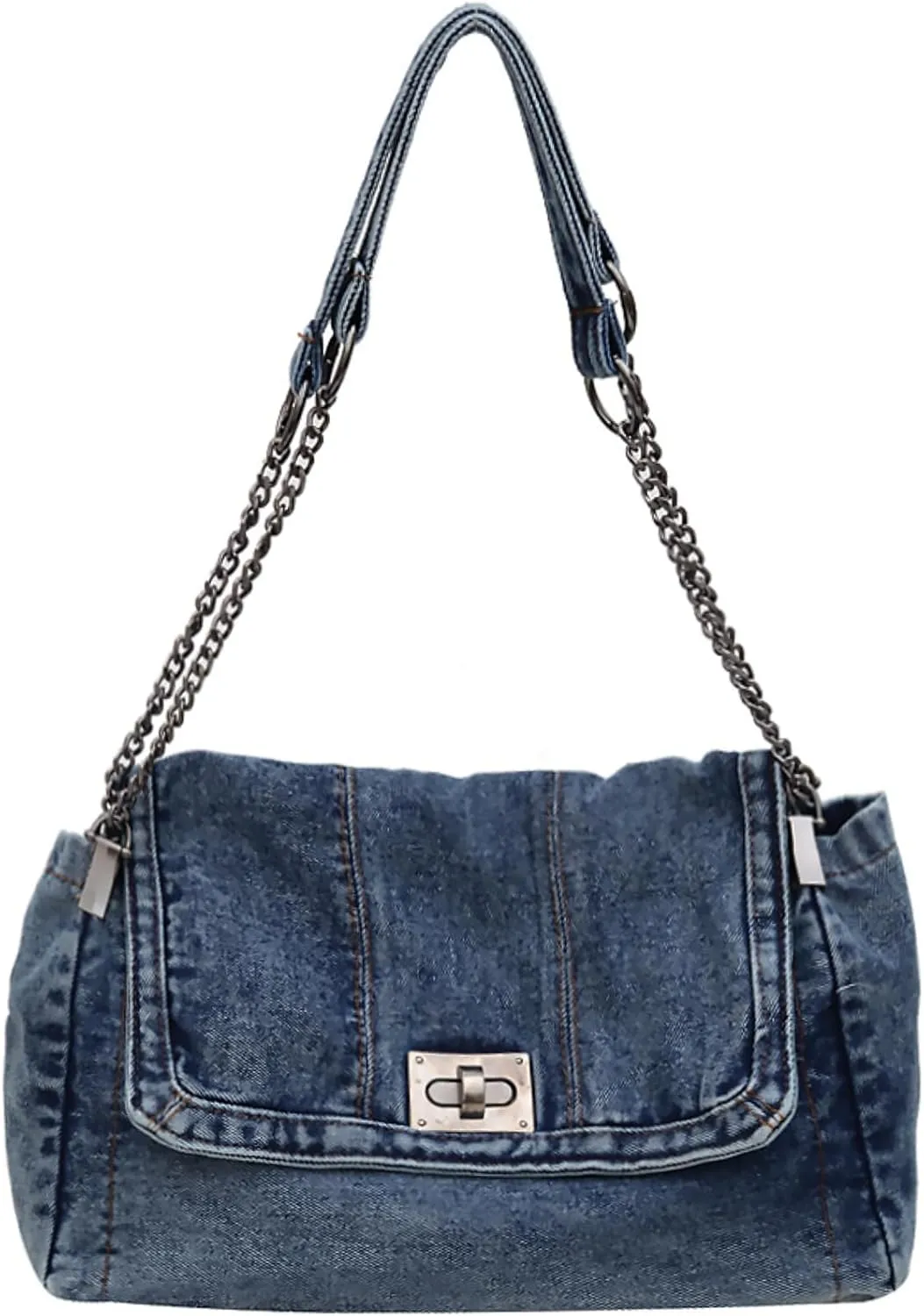 Denim Purse for Women Jean Purses Tote Bag for Womens Handbags Work Bags Jean Shoulder Bag Trendy Crossbody Bags