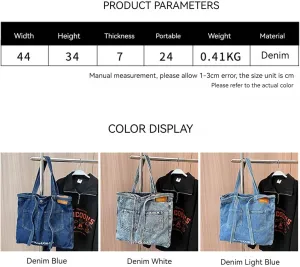 Denim Shoulder Bag Canvas Messenger for Women trendy cute tote hobo crossbady bag Casual jean purse Large Capacity