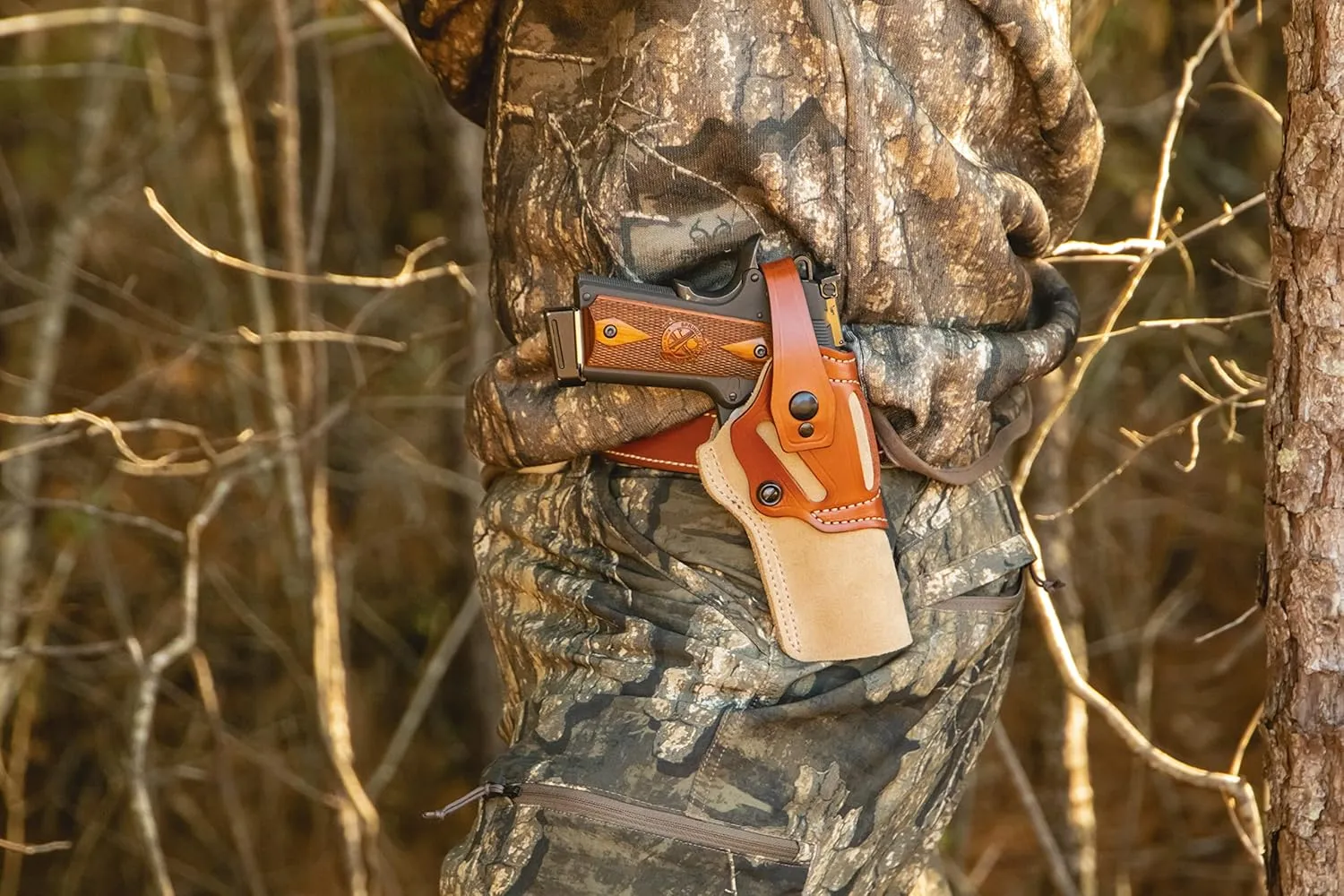 DeSantis Wild Hog Hybrid - OWB Holster for Pistols and Revolvers, Ambidextrous Gun Holster for Men and Women, Made with 1060D Senior Ballistic Nylon and Premium Saddle Leather