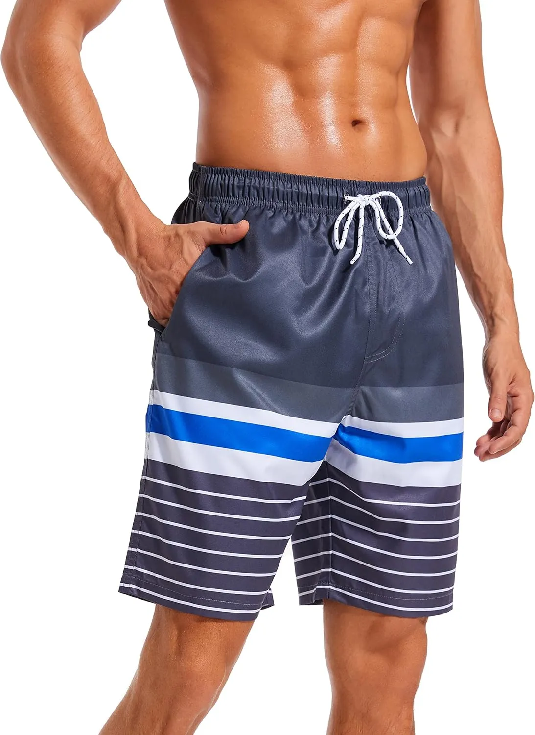 difficort Mens Swim Trunks with Compression Liner Quick Dry Bathing Suits Shorts with Zipper Pockets