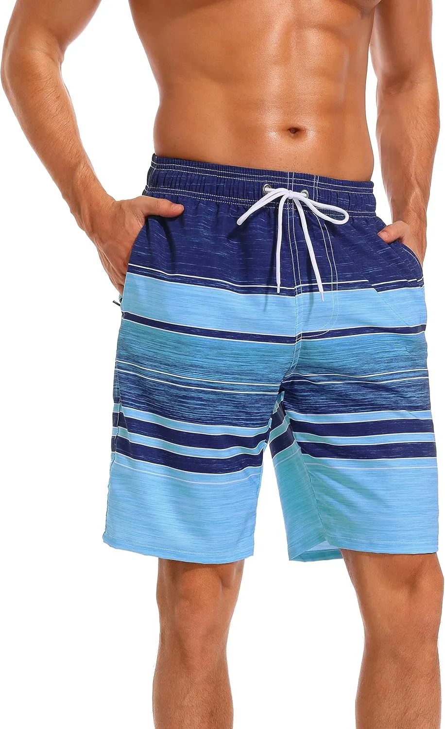 difficort Mens Swim Trunks with Compression Liner Quick Dry Bathing Suits Shorts with Zipper Pockets