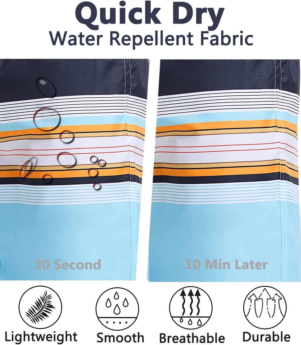 difficort Mens Swim Trunks with Compression Liner Quick Dry Bathing Suits Shorts with Zipper Pockets