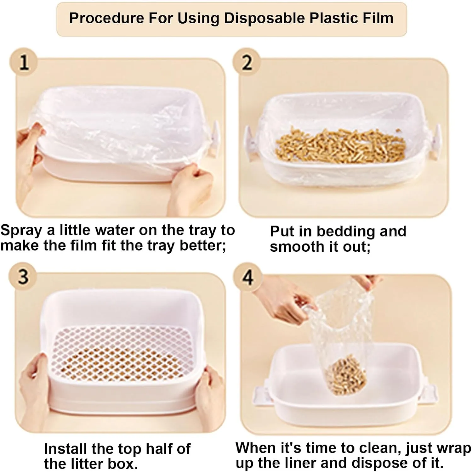 Disposable Small Animal Cage Liners, Rabbit Tray Film Liner Bunny Litter Pan Bags Guinea Pig Cage Toilet Plastic Film for Bird Hamster Chinchilla Hedgehog (100 PCS, 23'')