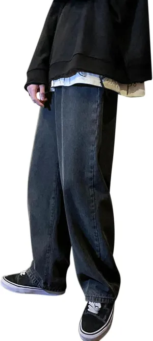DIYAGO Baggy Jeans Mens Straight Wide Leg Casual Teen Vintage Streetwear Hip Hop Trendy Denim Pant Designer Long Trouser