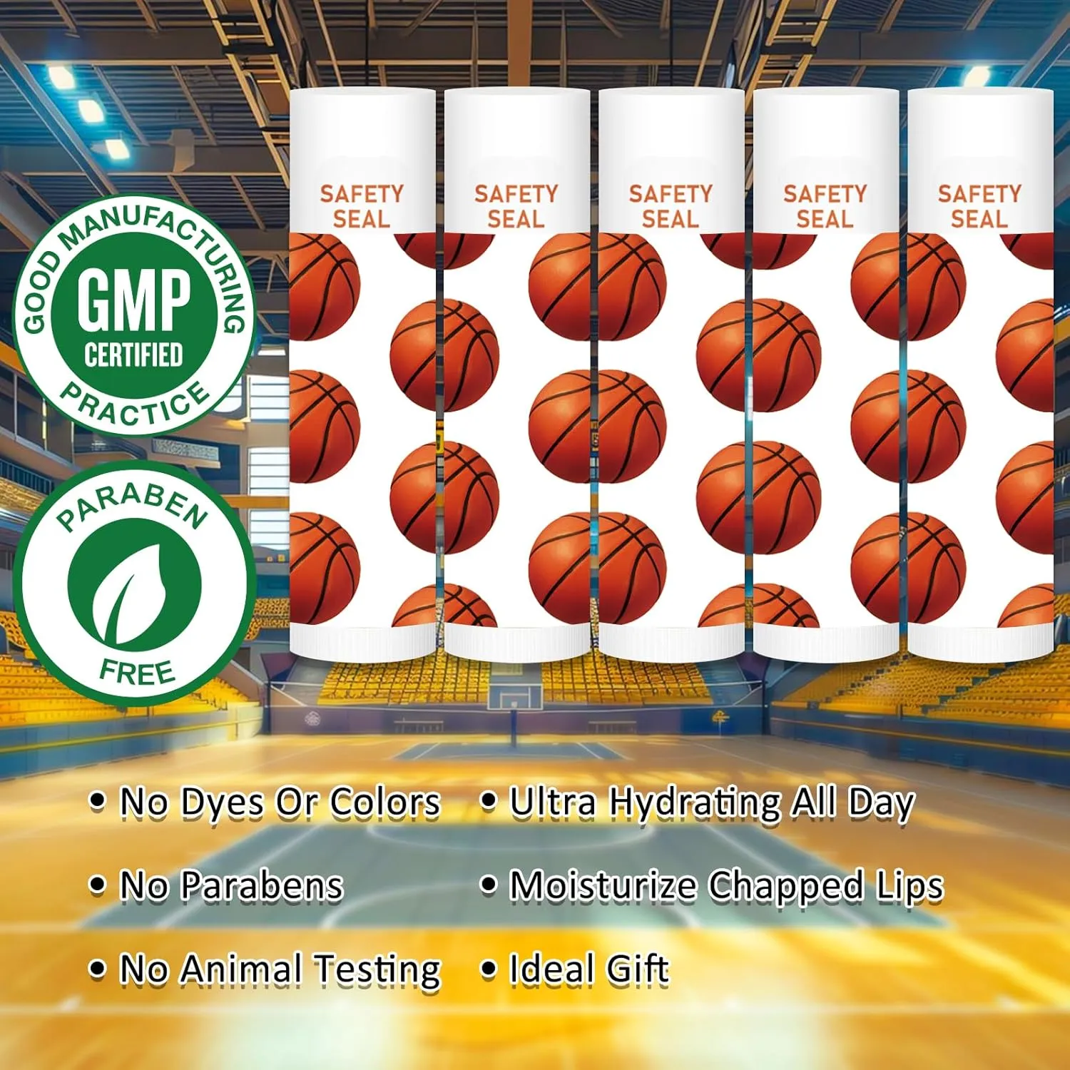 DMSKY 60 Pcs Lip Balm Bulk, Basketball Party Favors for Team Gifts for Players Teen Girls Boys Sports Party Supplies