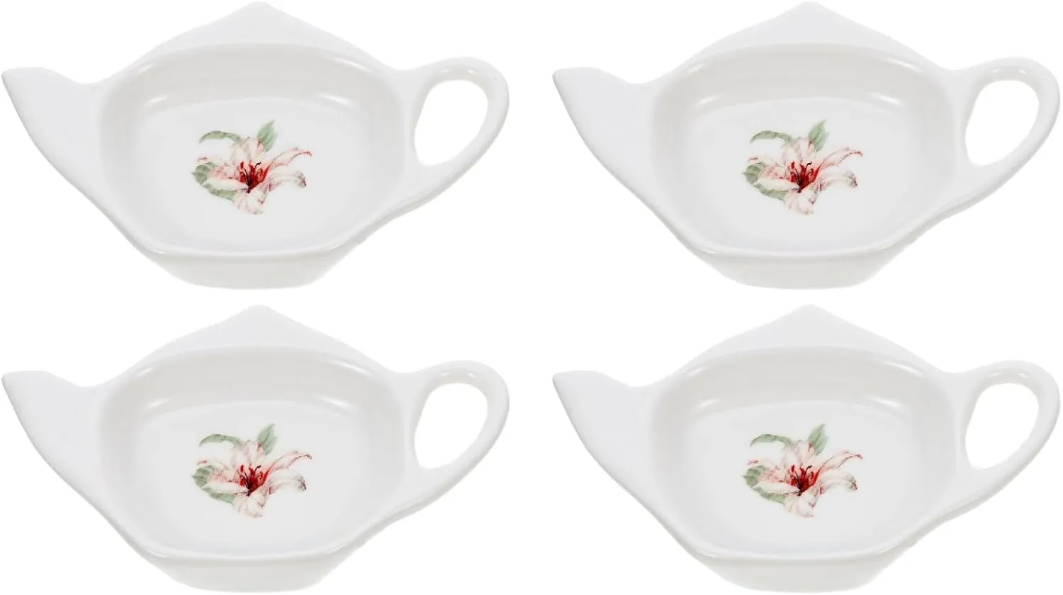 DOITOOL White Ceramic Tea Bag Coasters Tea Bag Holder, 4 Pack Teapot-Shaped Spoon Rests Tea Bag Storage Rack Classic Teabag Holder Saucer