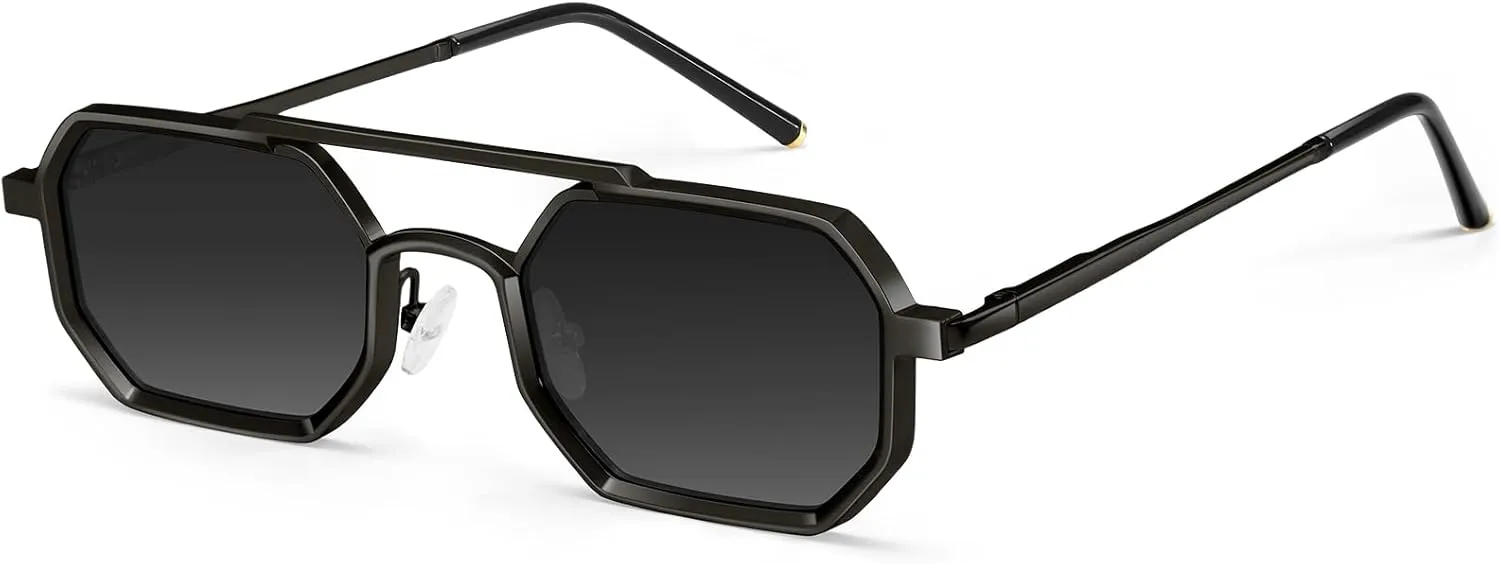 Dollger Sunglasses Mens Square Aviator Spring Hinges Metal Frame Sun Glasses Comfort Punk Shades Men