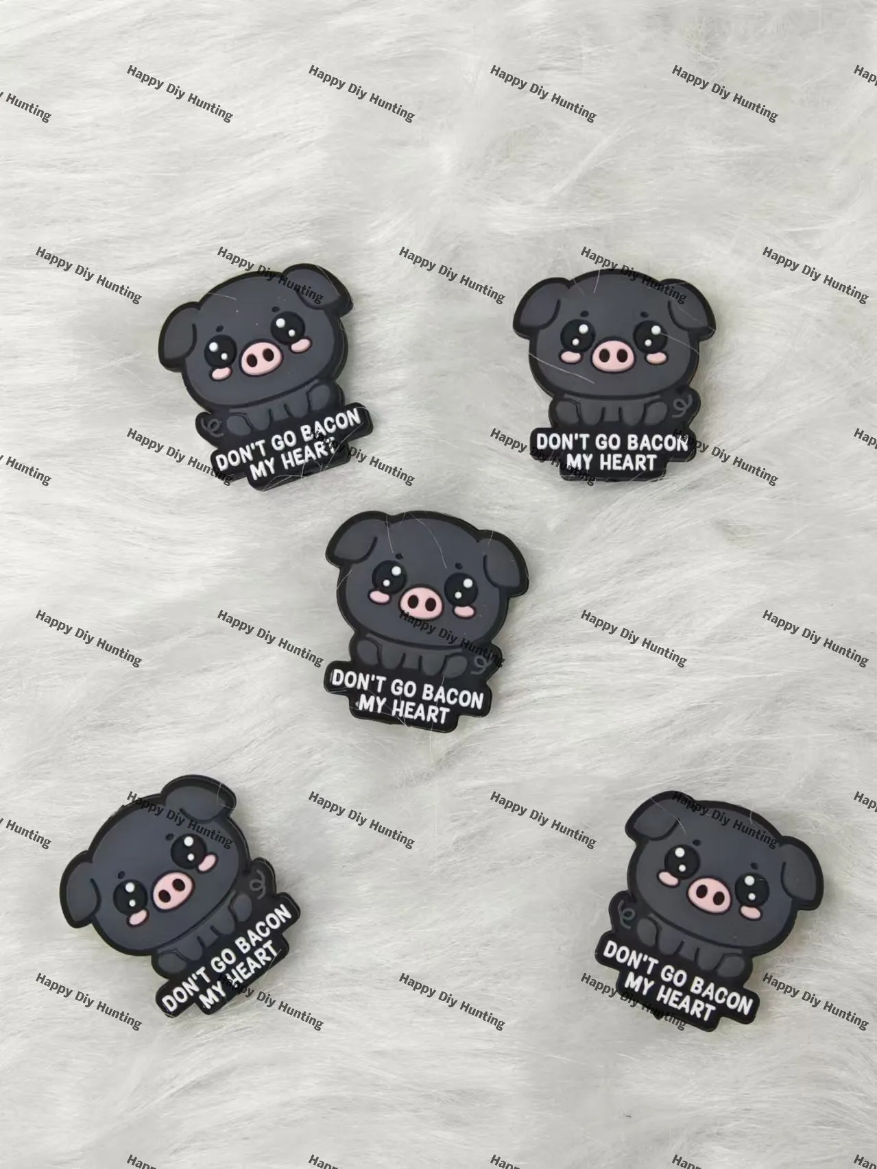 Don't Go Bacon My Heart Silicone Focal Beads Wholesale, Animal Shaped Beads