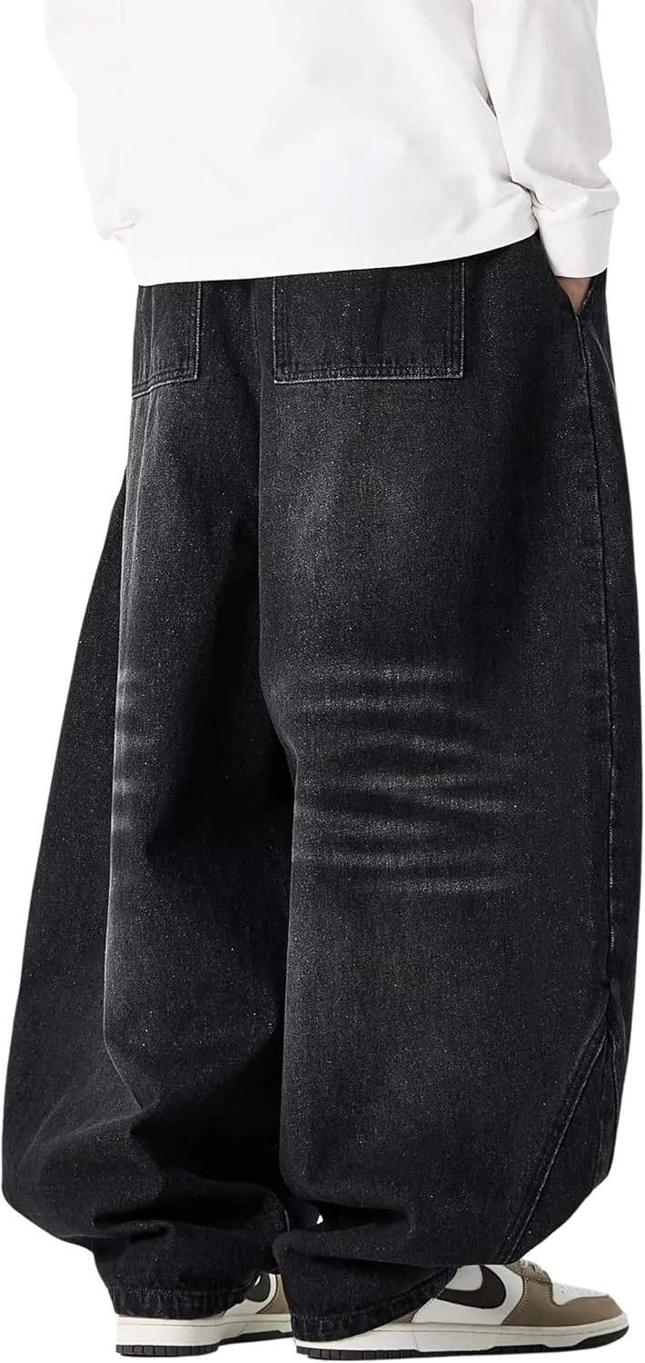 DOSLAVIDA Baggy Jeans for Men Wide Leg Hip Hop Jean Stylish Loose Fit Denim Pants Casual Streetwear Skateboard Pants