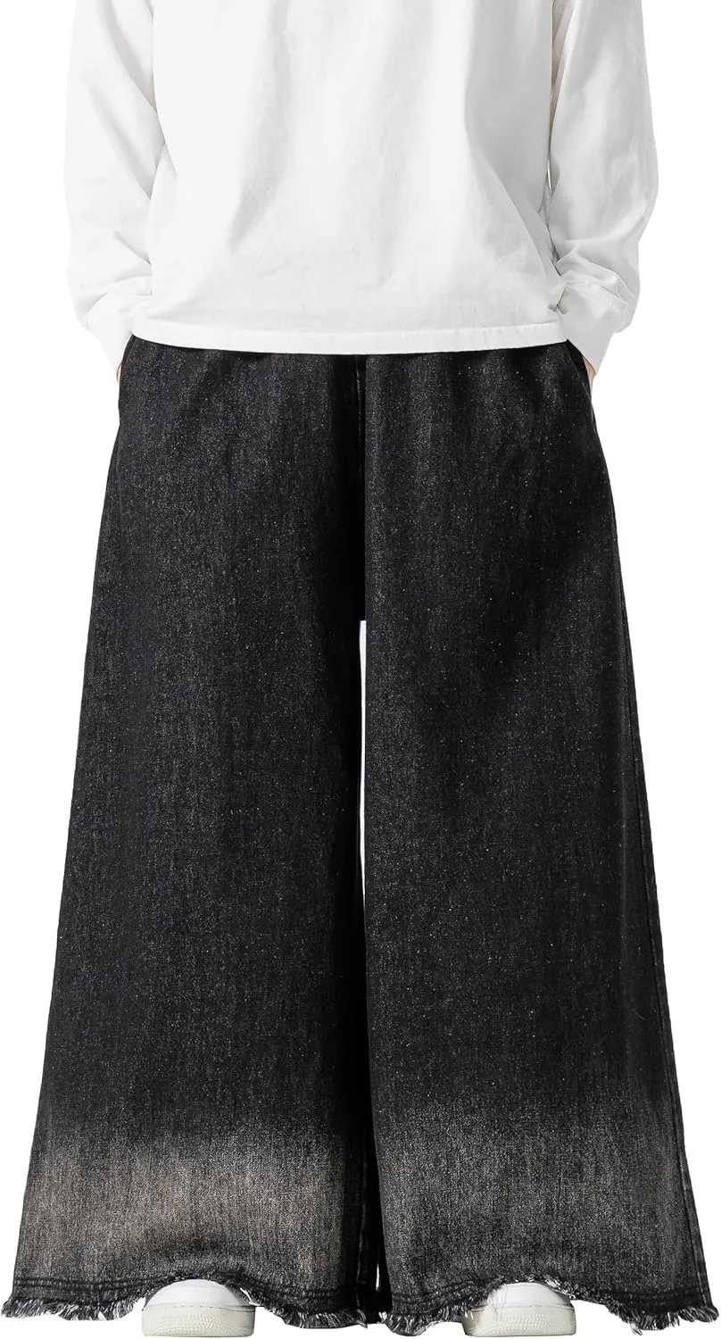 DOSLAVIDA Baggy Jeans for Men Wide Leg Hip Hop Jean Stylish Loose Fit Denim Pants Casual Streetwear Skateboard Pants