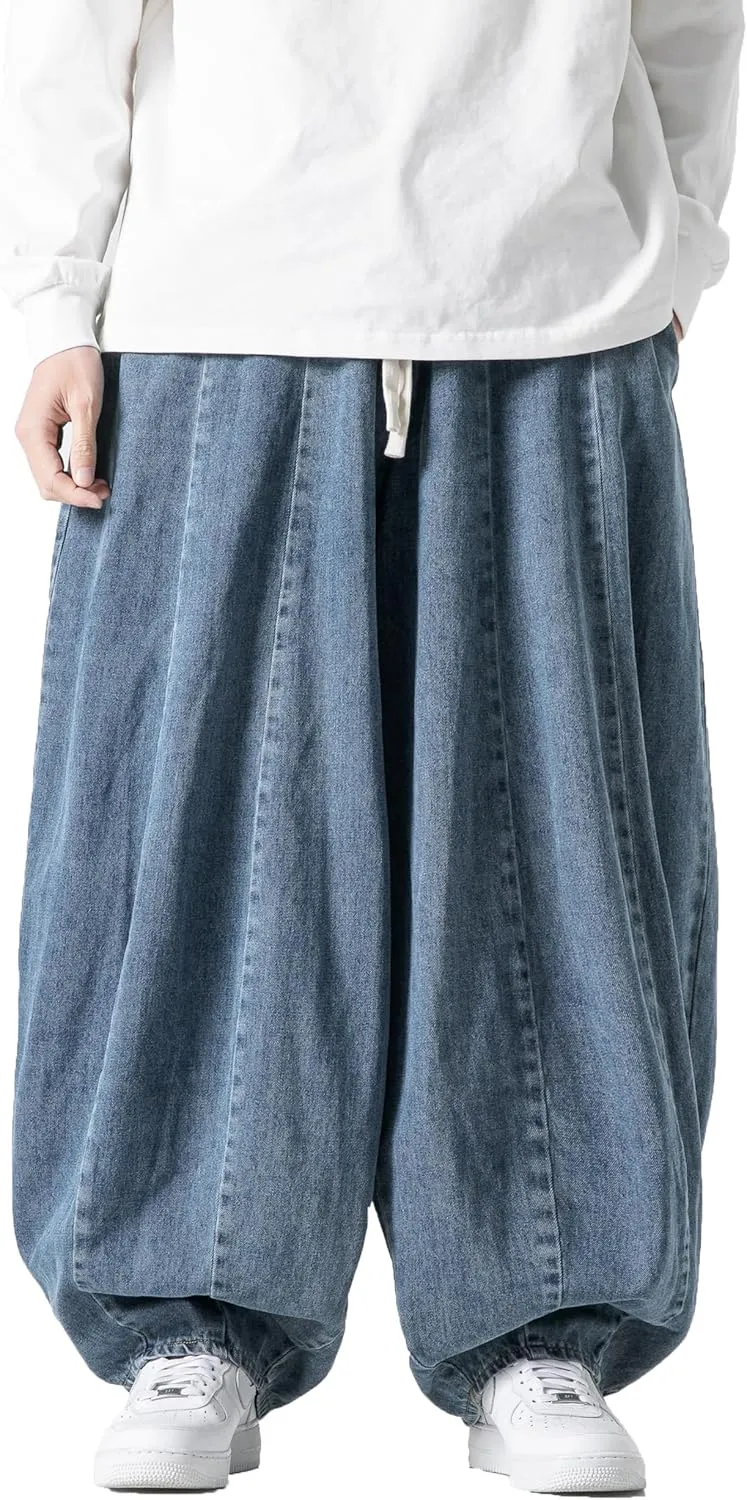 DOSLAVIDA Baggy Jeans for Men Wide Leg Hip Hop Jean Stylish Loose Fit Denim Pants Casual Streetwear Skateboard Pants