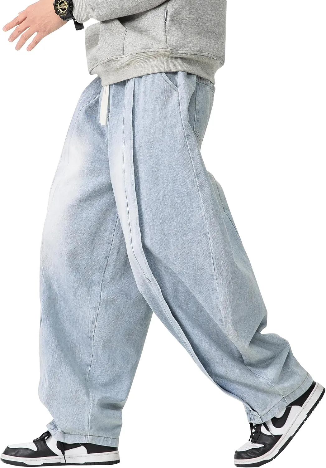 DOSLAVIDA Baggy Jeans for Men Wide Leg Hip Hop Jean Stylish Loose Fit Denim Pants Casual Streetwear Skateboard Pants