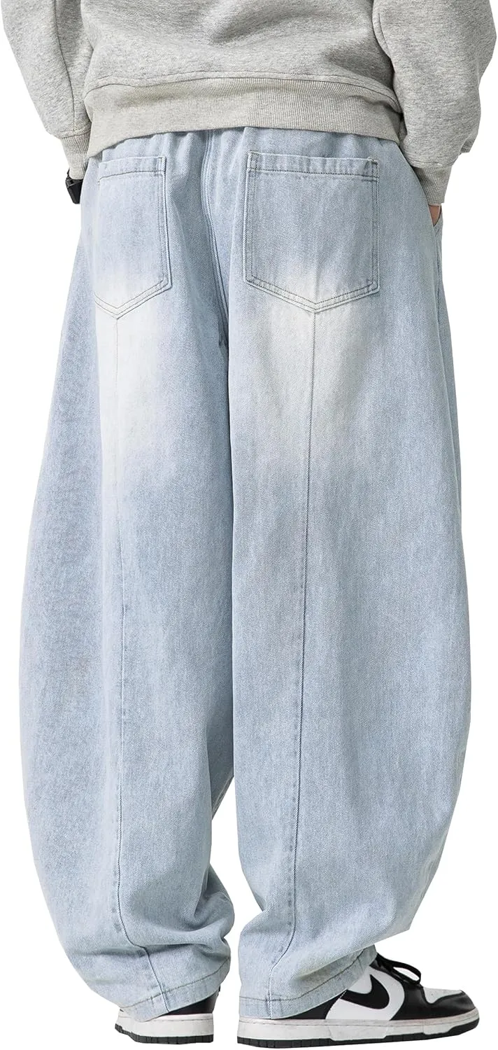 DOSLAVIDA Baggy Jeans for Men Wide Leg Hip Hop Jean Stylish Loose Fit Denim Pants Casual Streetwear Skateboard Pants