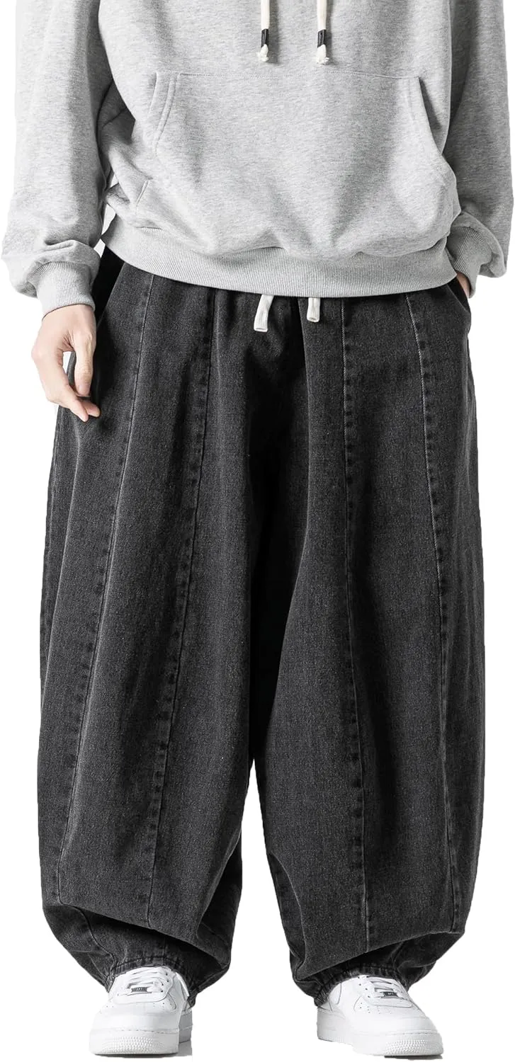 DOSLAVIDA Baggy Jeans for Men Wide Leg Hip Hop Jean Stylish Loose Fit Denim Pants Casual Streetwear Skateboard Pants