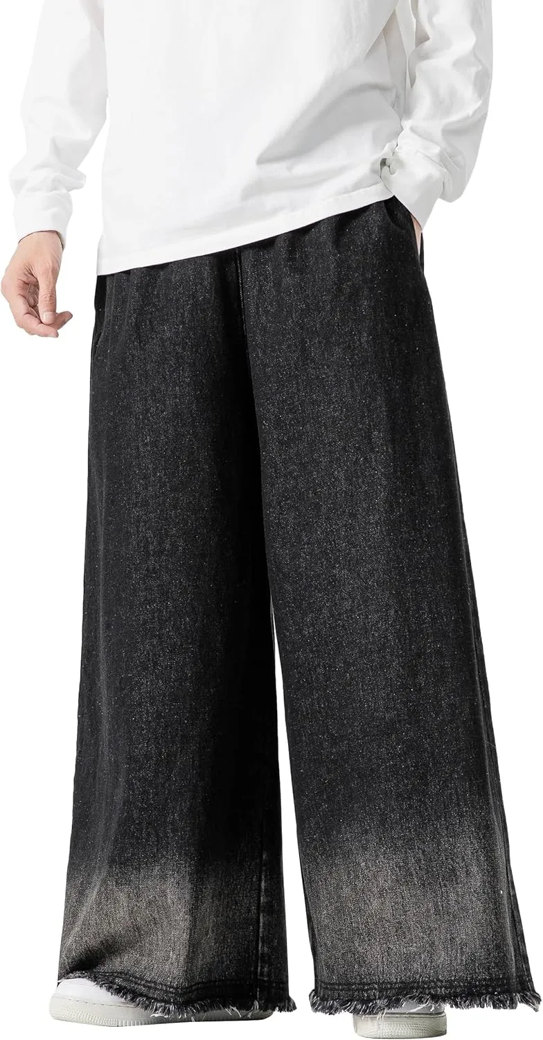 DOSLAVIDA Baggy Jeans for Men Wide Leg Hip Hop Jean Stylish Loose Fit Denim Pants Casual Streetwear Skateboard Pants