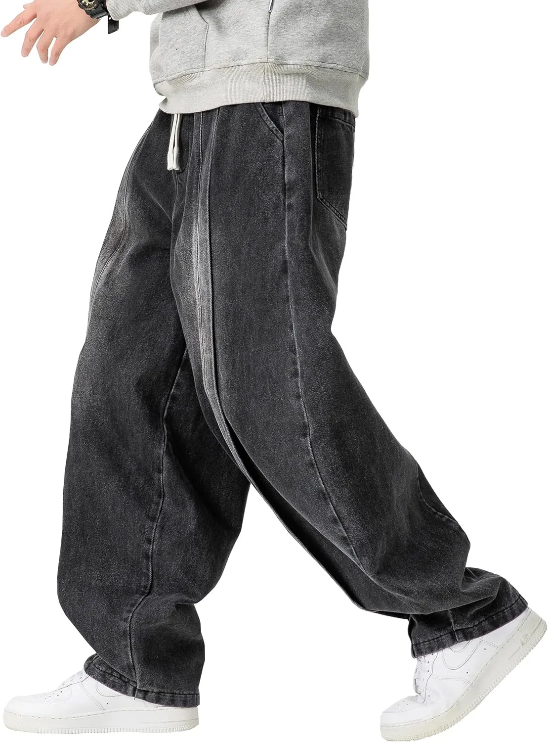 DOSLAVIDA Baggy Jeans for Men Wide Leg Hip Hop Jean Stylish Loose Fit Denim Pants Casual Streetwear Skateboard Pants