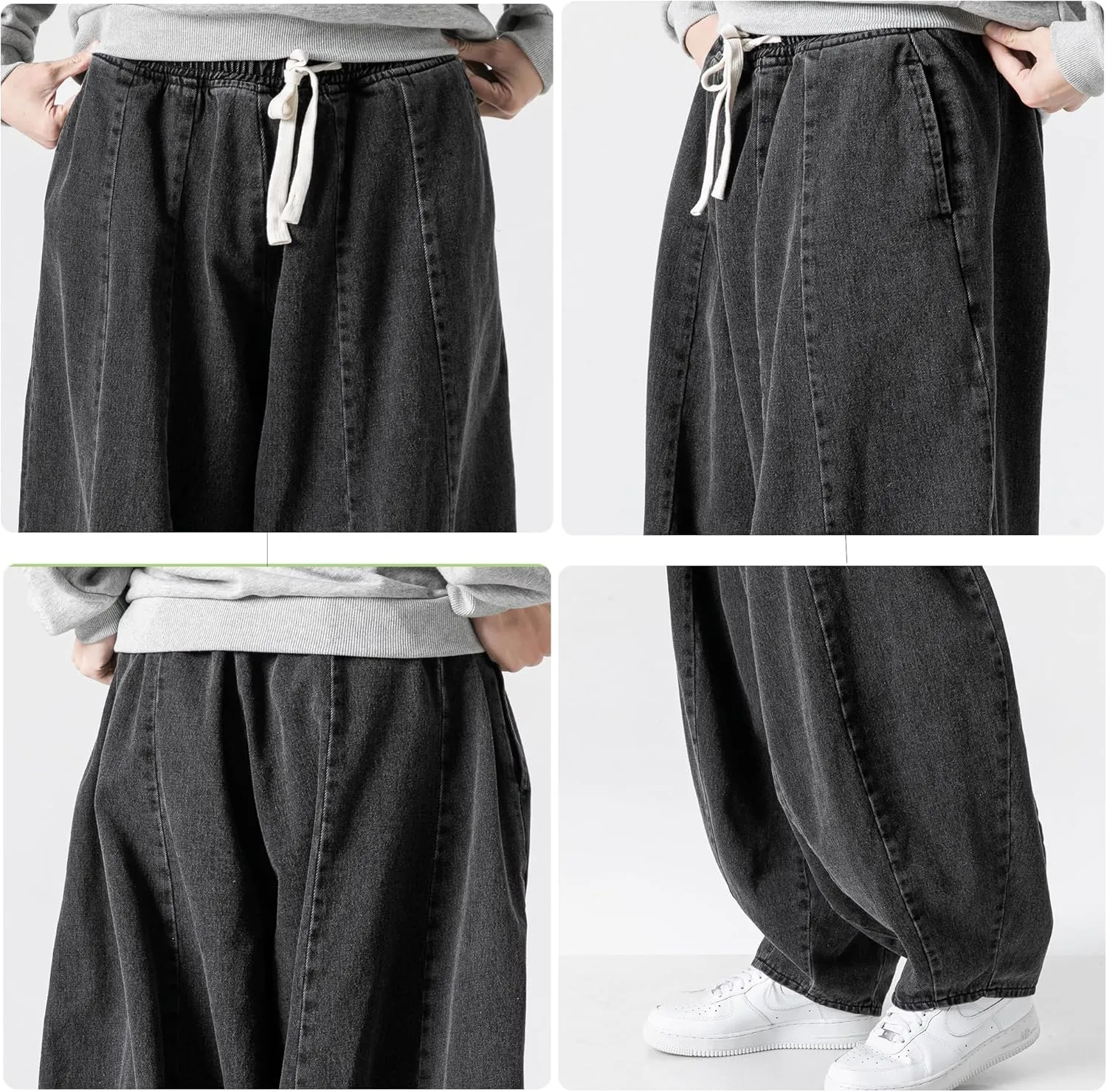 DOSLAVIDA Baggy Jeans for Men Wide Leg Hip Hop Jean Stylish Loose Fit Denim Pants Casual Streetwear Skateboard Pants