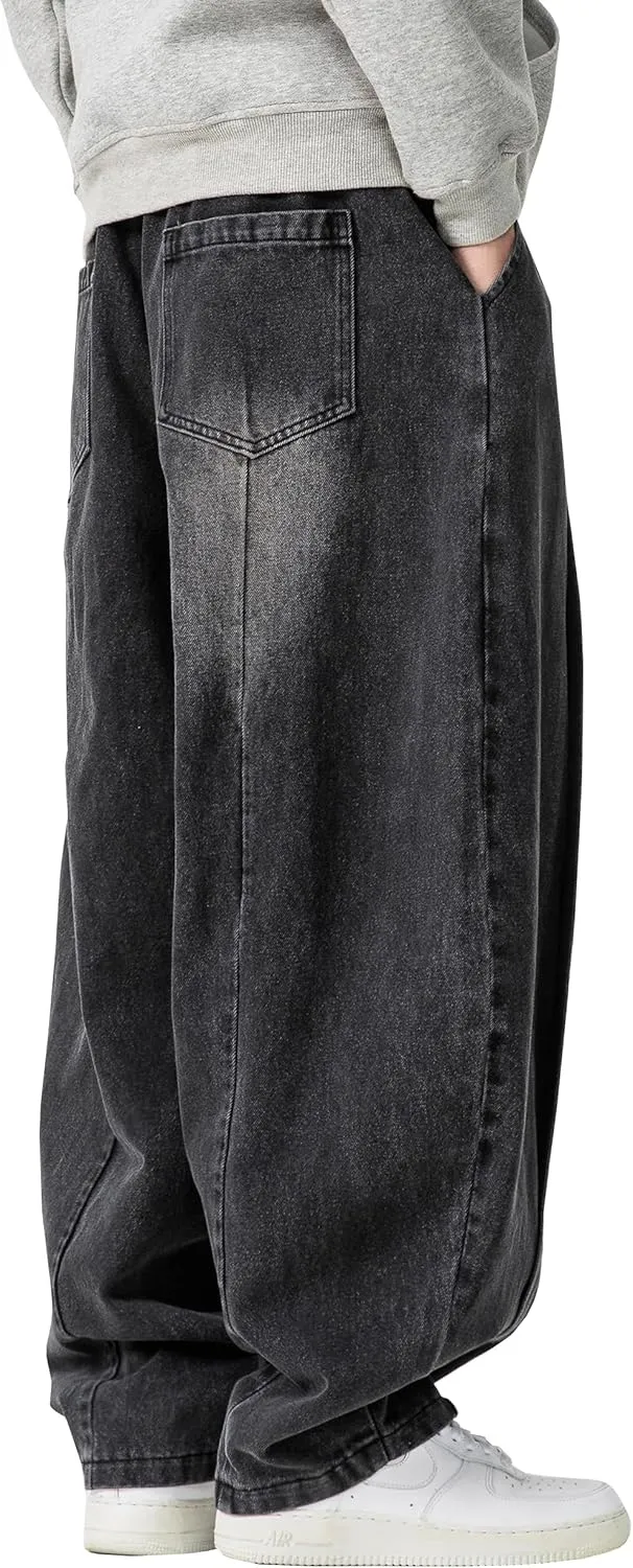 DOSLAVIDA Baggy Jeans for Men Wide Leg Hip Hop Jean Stylish Loose Fit Denim Pants Casual Streetwear Skateboard Pants