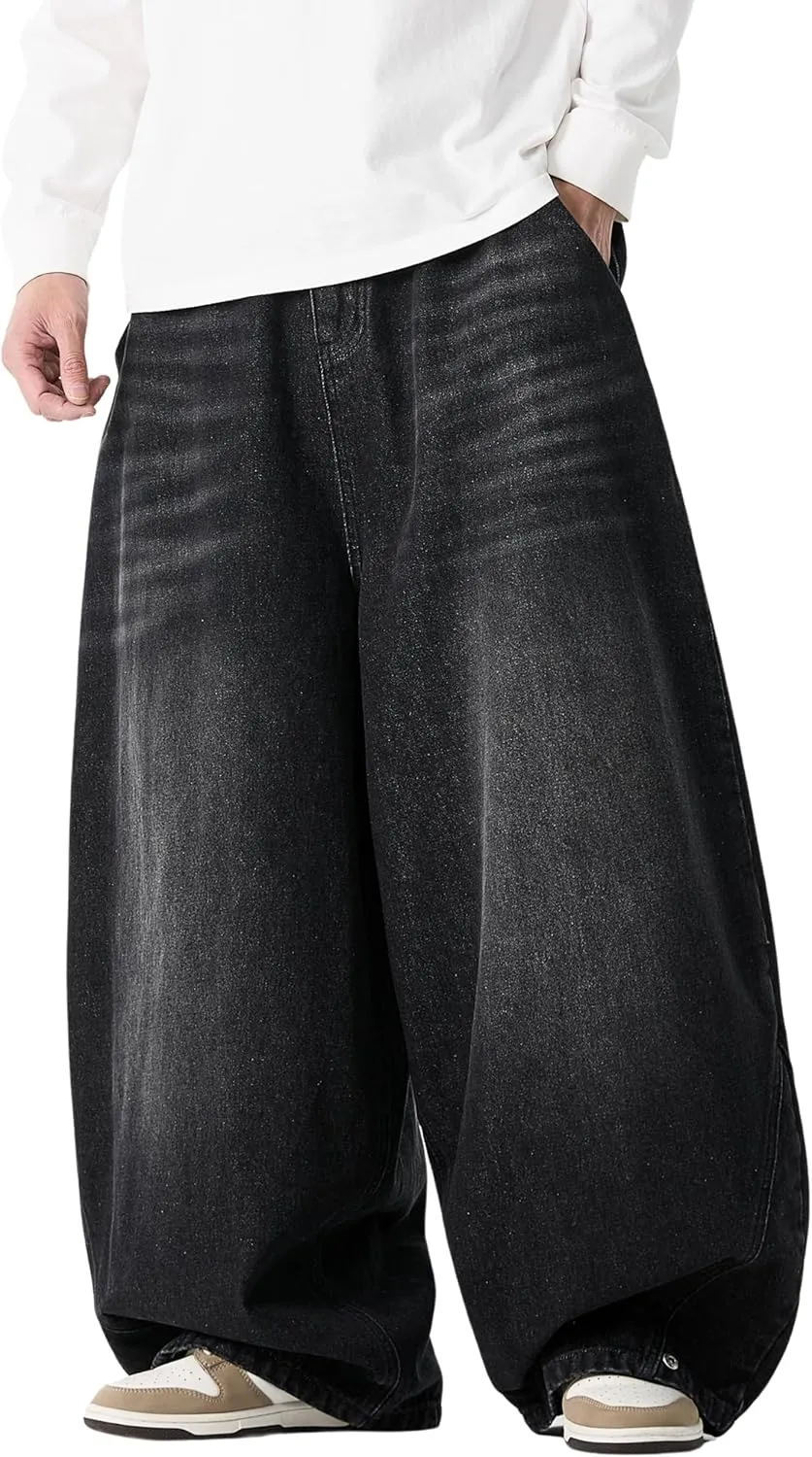 DOSLAVIDA Baggy Jeans for Men Wide Leg Hip Hop Jean Stylish Loose Fit Denim Pants Casual Streetwear Skateboard Pants