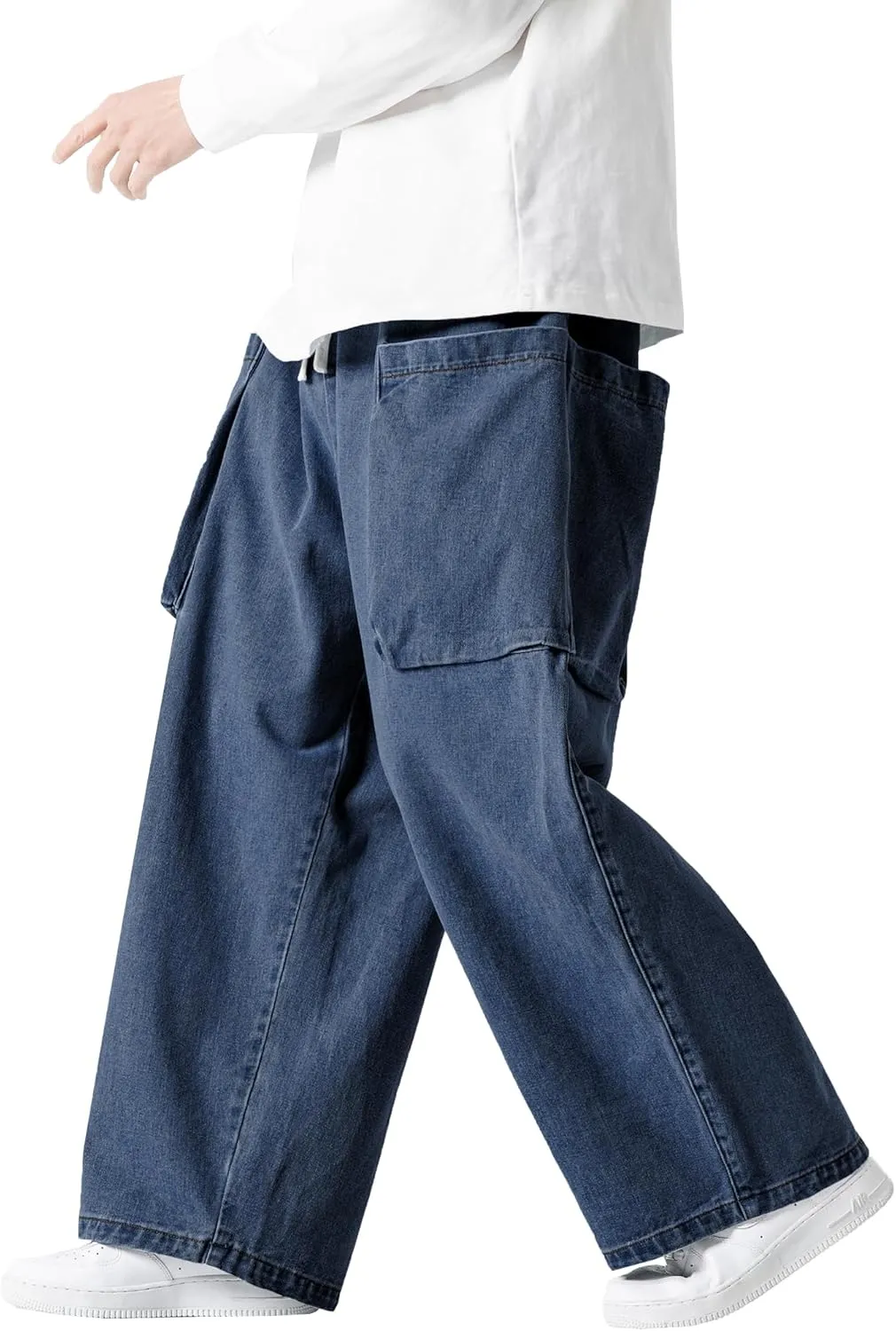 DOSLAVIDA Baggy Jeans for Men Wide Leg Hip Hop Jean Stylish Loose Fit Denim Pants Casual Streetwear Skateboard Pants