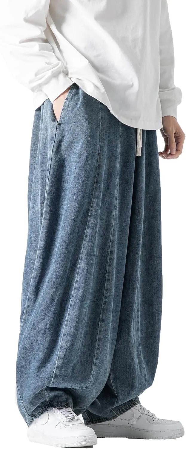 DOSLAVIDA Baggy Jeans for Men Wide Leg Hip Hop Jean Stylish Loose Fit Denim Pants Casual Streetwear Skateboard Pants