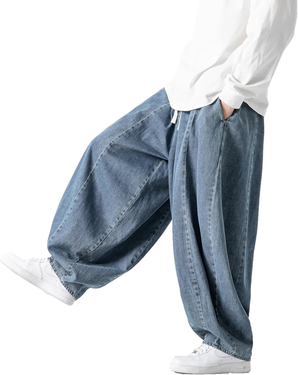 DOSLAVIDA Baggy Jeans for Men Wide Leg Hip Hop Jean Stylish Loose Fit Denim Pants Casual Streetwear Skateboard Pants