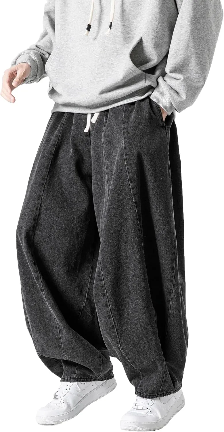DOSLAVIDA Baggy Jeans for Men Wide Leg Hip Hop Jean Stylish Loose Fit Denim Pants Casual Streetwear Skateboard Pants