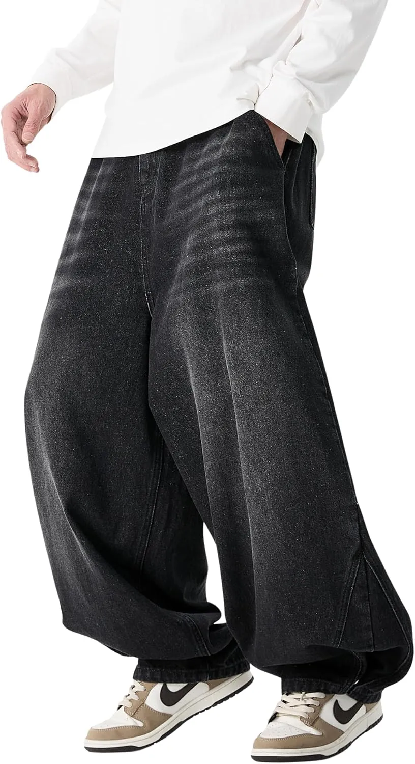 DOSLAVIDA Baggy Jeans for Men Wide Leg Hip Hop Jean Stylish Loose Fit Denim Pants Casual Streetwear Skateboard Pants