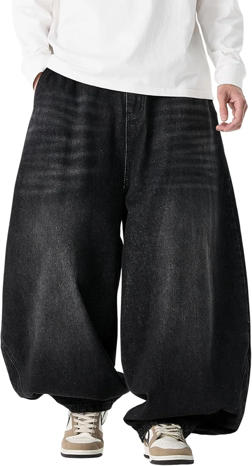 DOSLAVIDA Baggy Jeans for Men Wide Leg Hip Hop Jean Stylish Loose Fit Denim Pants Casual Streetwear Skateboard Pants