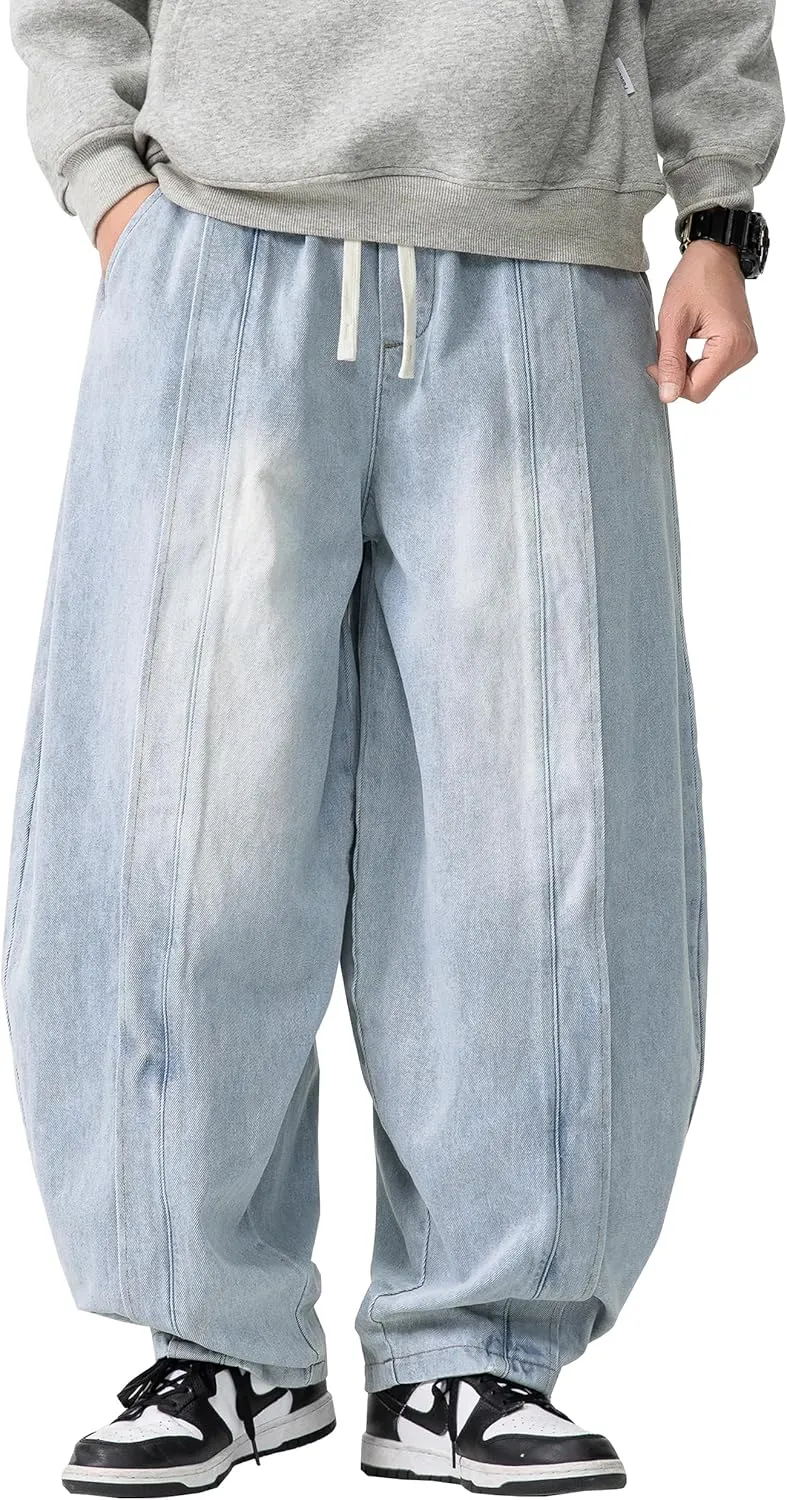 DOSLAVIDA Baggy Jeans for Men Wide Leg Hip Hop Jean Stylish Loose Fit Denim Pants Casual Streetwear Skateboard Pants