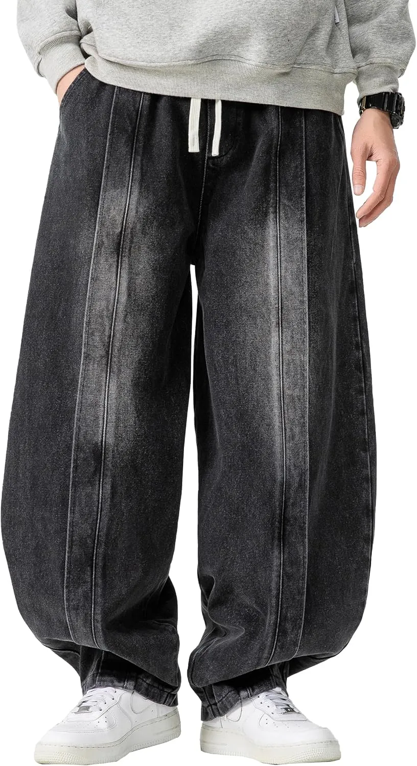 DOSLAVIDA Baggy Jeans for Men Wide Leg Hip Hop Jean Stylish Loose Fit Denim Pants Casual Streetwear Skateboard Pants
