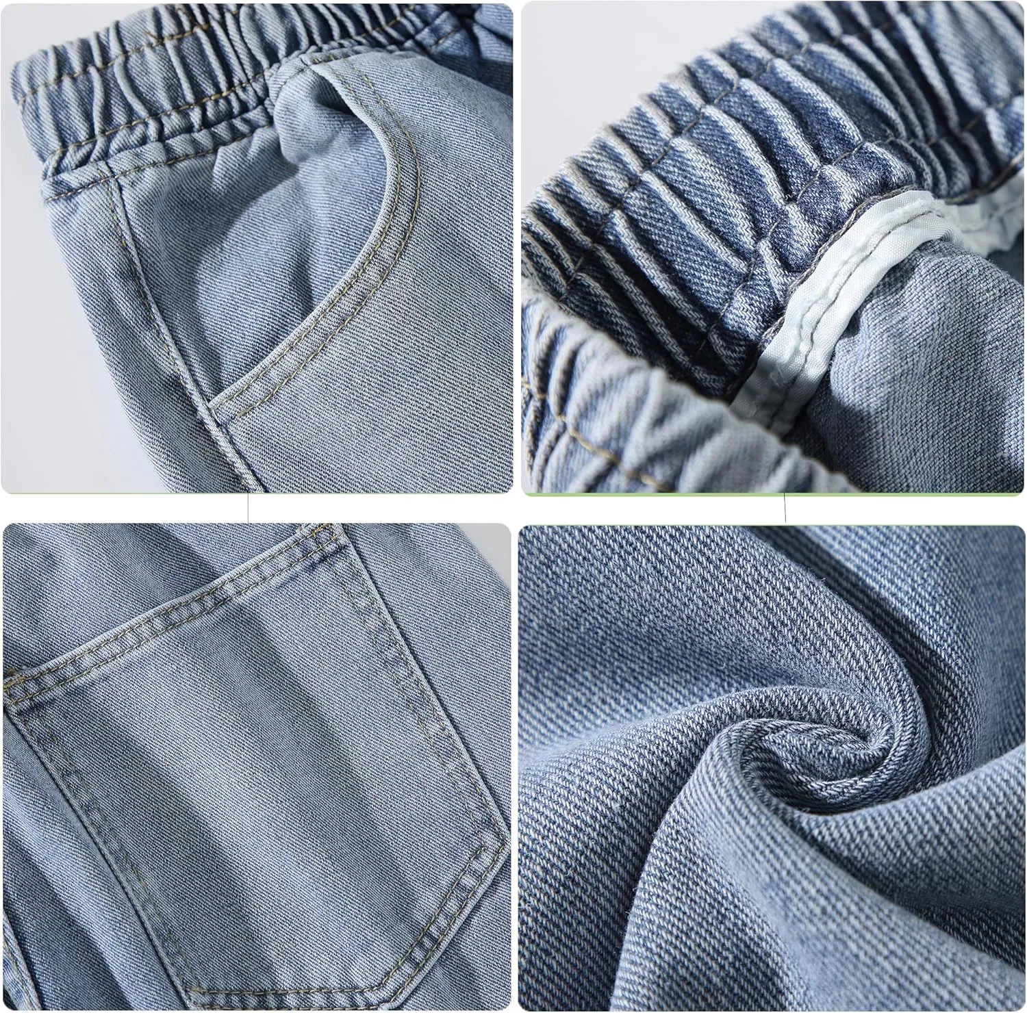 DOSLAVIDA Men's Regular Fit Straight Leg Jeans Casual Drawstring Elastic Waist Denim Pants Lightweight Carpenter Jean