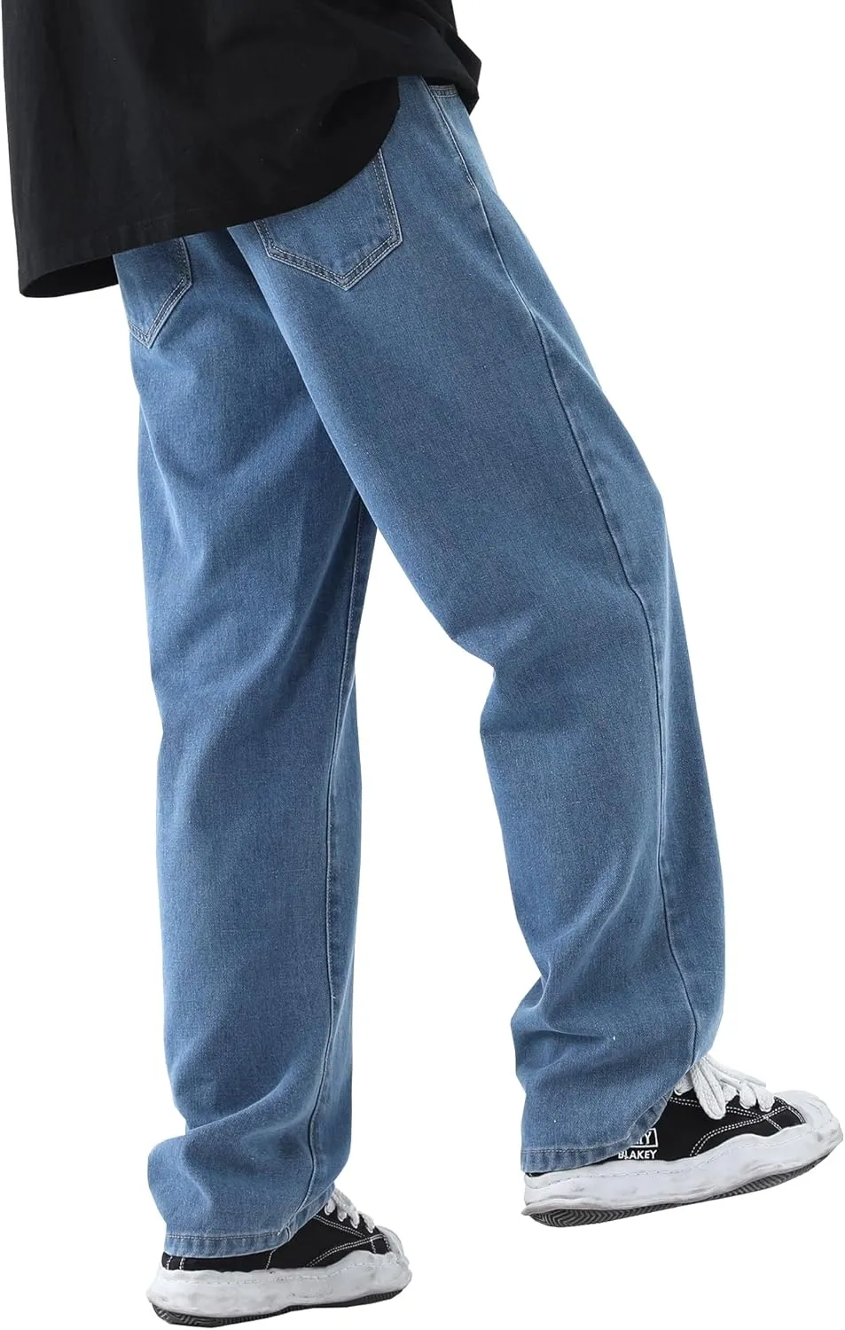 DOSLAVIDA Men's Regular Fit Straight Leg Jeans Casual Drawstring Elastic Waist Denim Pants Lightweight Carpenter Jean