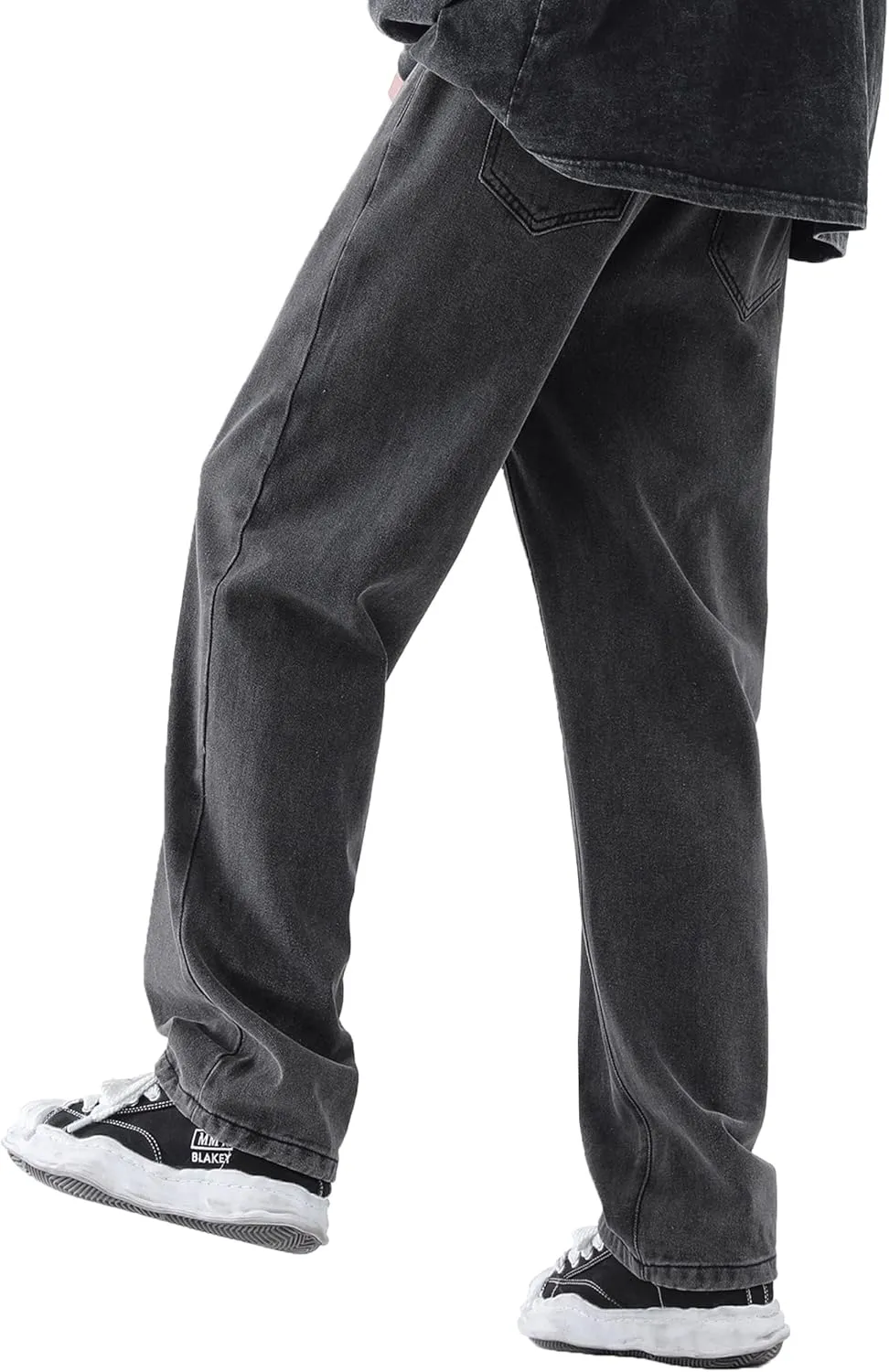 DOSLAVIDA Men's Regular Fit Straight Leg Jeans Casual Drawstring Elastic Waist Denim Pants Lightweight Carpenter Jean