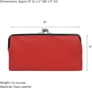 Double Frame Vintage Style Clutch Purse, Women's Travel Wallet
