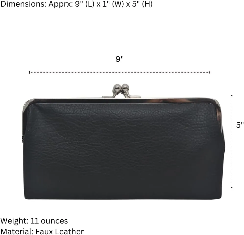 Double Frame Vintage Style Clutch Purse, Women's Travel Wallet