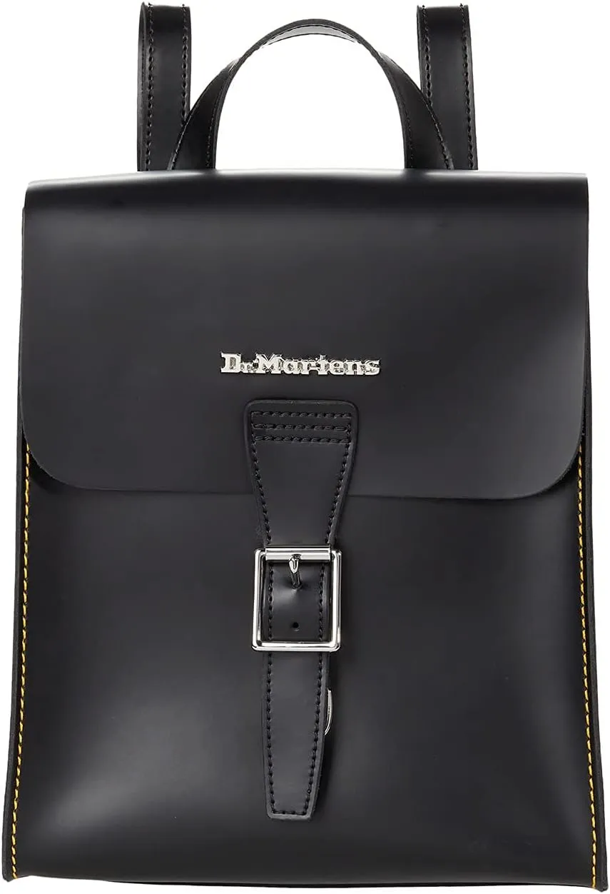 Dr. Martens Mini Leather Backpack - Unisex Backpack - Square Buckle Closure - Top Carry Handle - Buckle Straps Black One Size One Size
