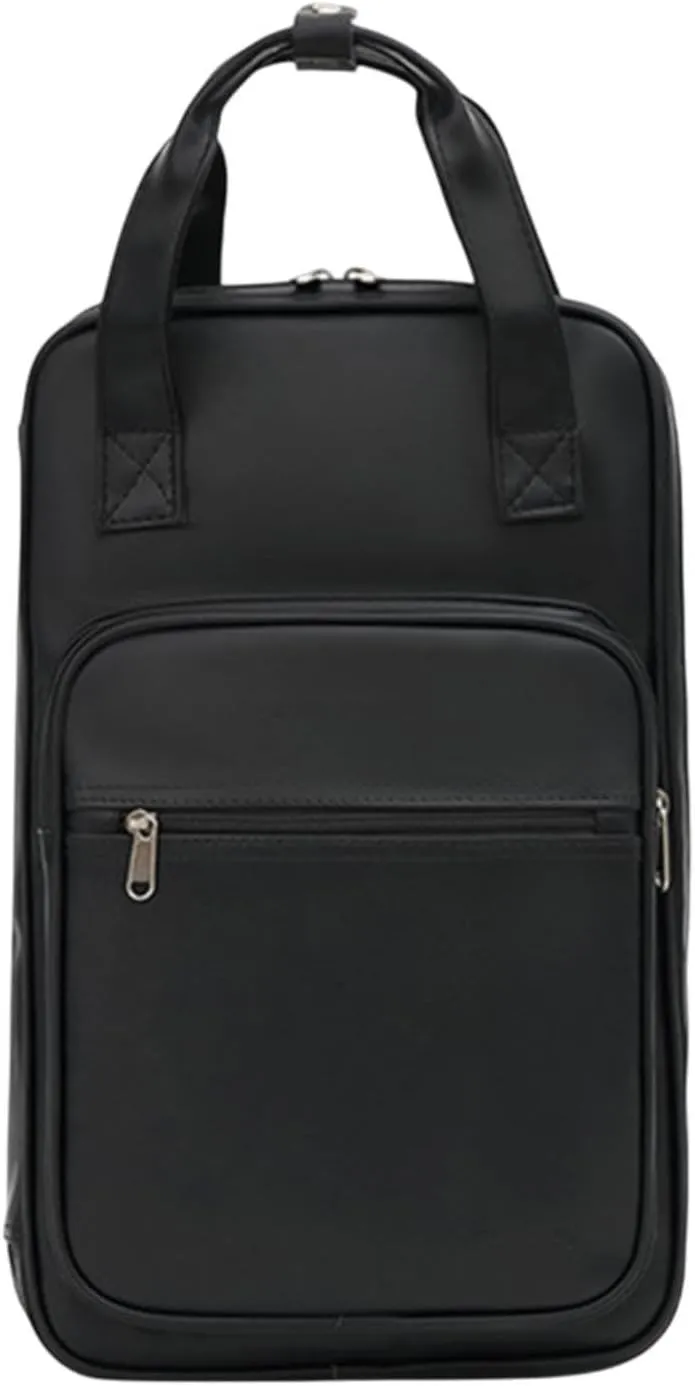 Drumstick Storage Bag PU Leather Easy to Carry Shoulder Strap Shoulder Bag Mallet Holder for Show Concert Travel Stage, black