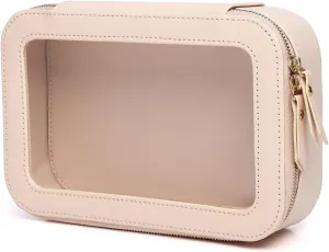 Duolan Clear Makeup Bag Portable Transparent Cosmetic Bag Organizer Clear Travel Makeup Case Toiletry Bag Makeup Bag for Car with Zipper for Women (A/Pink-2, M)