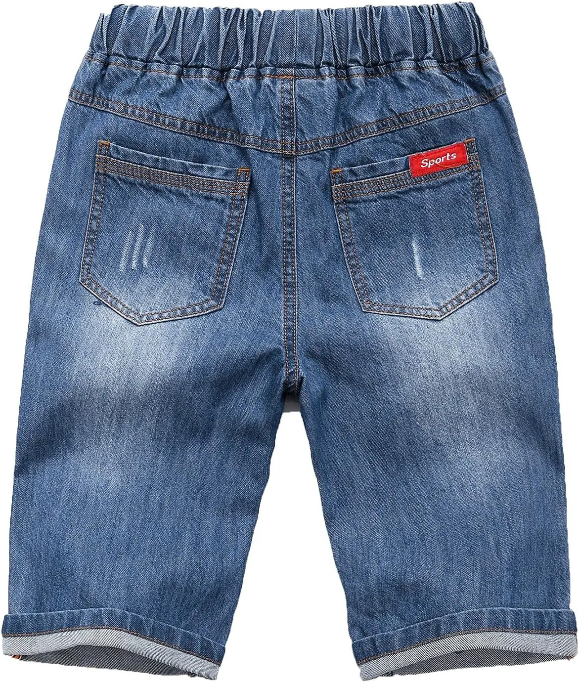 Echiondon Boy Jean Shorts Stretch Denim Shorts Pull on Elastic Shorts