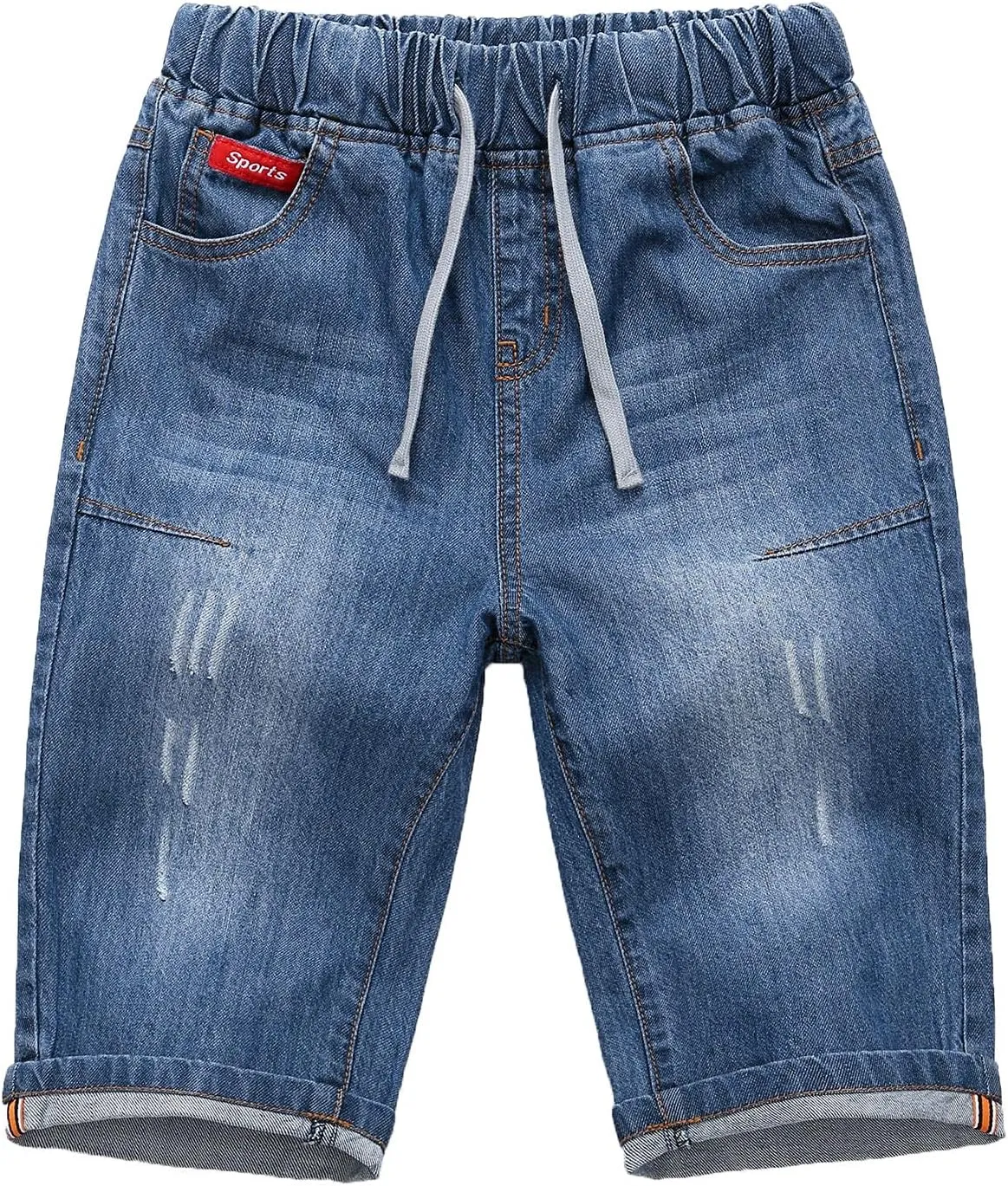 Echiondon Boy Jean Shorts Stretch Denim Shorts Pull on Elastic Shorts