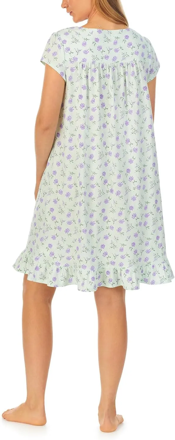 Eileen West Cap Sleeve Waltz Gown for Women - Pure Cotton Construction - Akoya Shell Buttons - Regular Fit