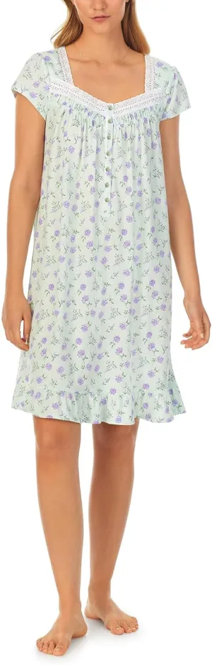 Eileen West Cap Sleeve Waltz Gown for Women - Pure Cotton Construction - Akoya Shell Buttons - Regular Fit