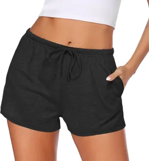 Ekouaer Women Pajama Shorts Comfy Lounge Bottom with Pockets Stretch Strip Sleepwear Drawstring Pj Bottoms Sleep Shorts